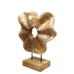 Kwiat Rzeźba z drewna teak 40cm